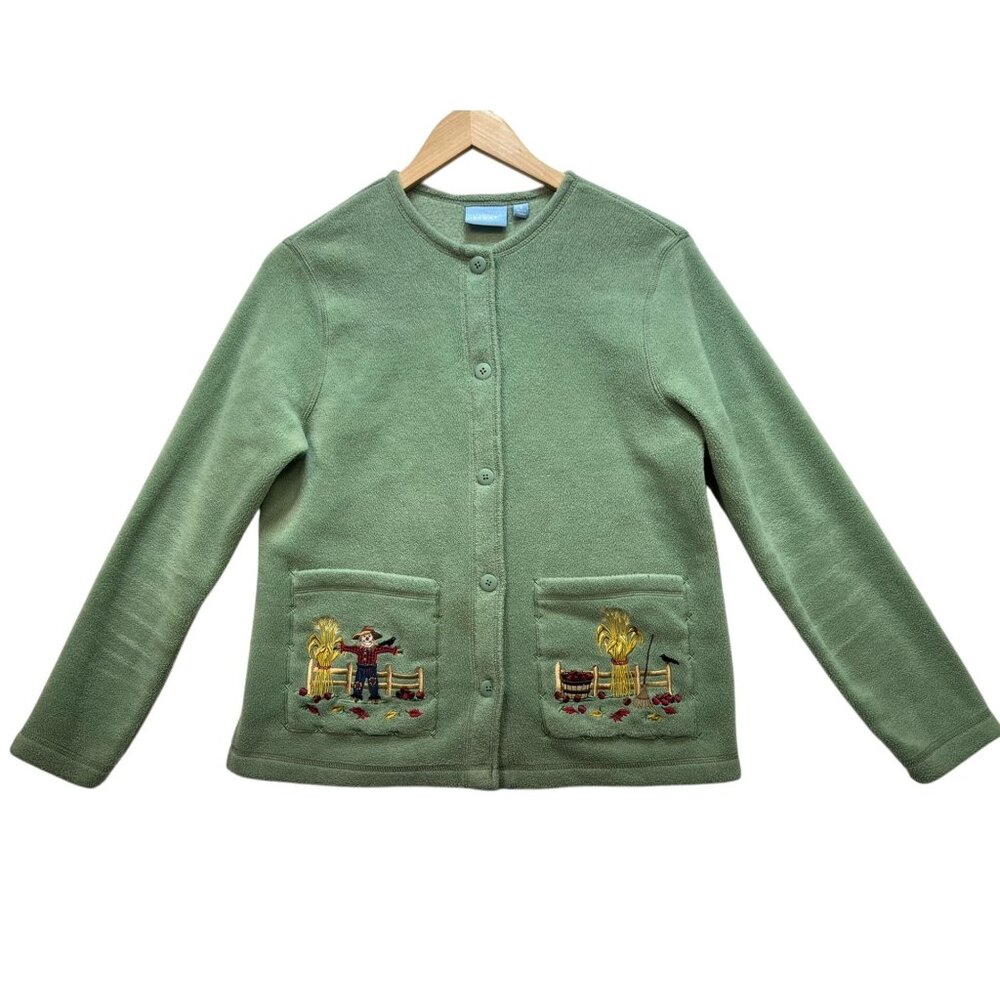 Vintage Croft & Barrow Sport Cardigan Sweater Womens Small Button Up Fleece